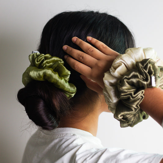 Jumbo Scrunchie-Molten Green (set of 3)