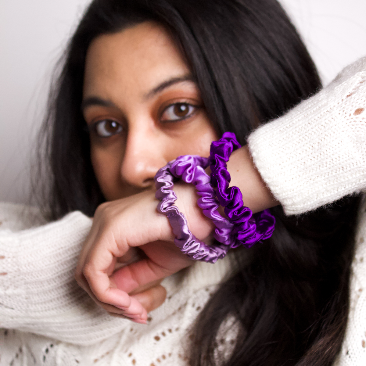Classic Scrunchie-Amethyst (set of 3)
