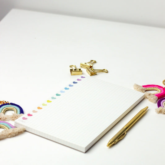 Rainbow Hearts Notepad