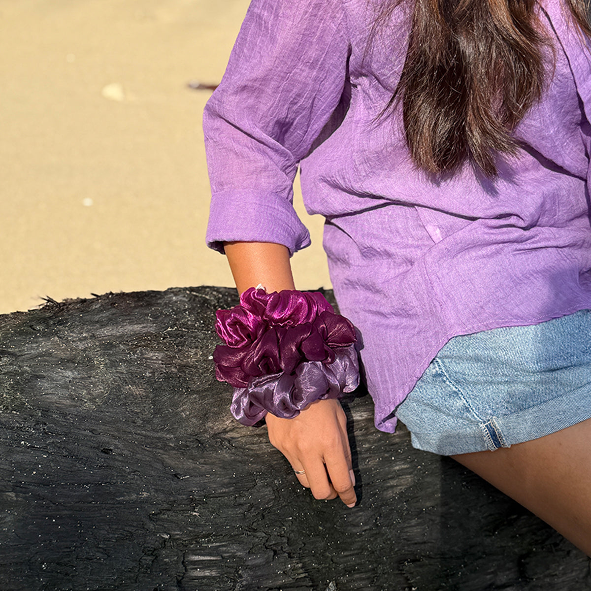 Jumbo Scrunchie-Molten Purple (set of 3)